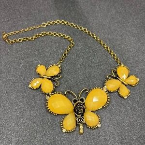 Yellow and gold  butterfly whimsical necklace fairycore vibe costume jewerly